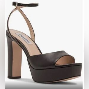 Steve Madden Womens Platform Leather Sandals Assured Black 10M New without box